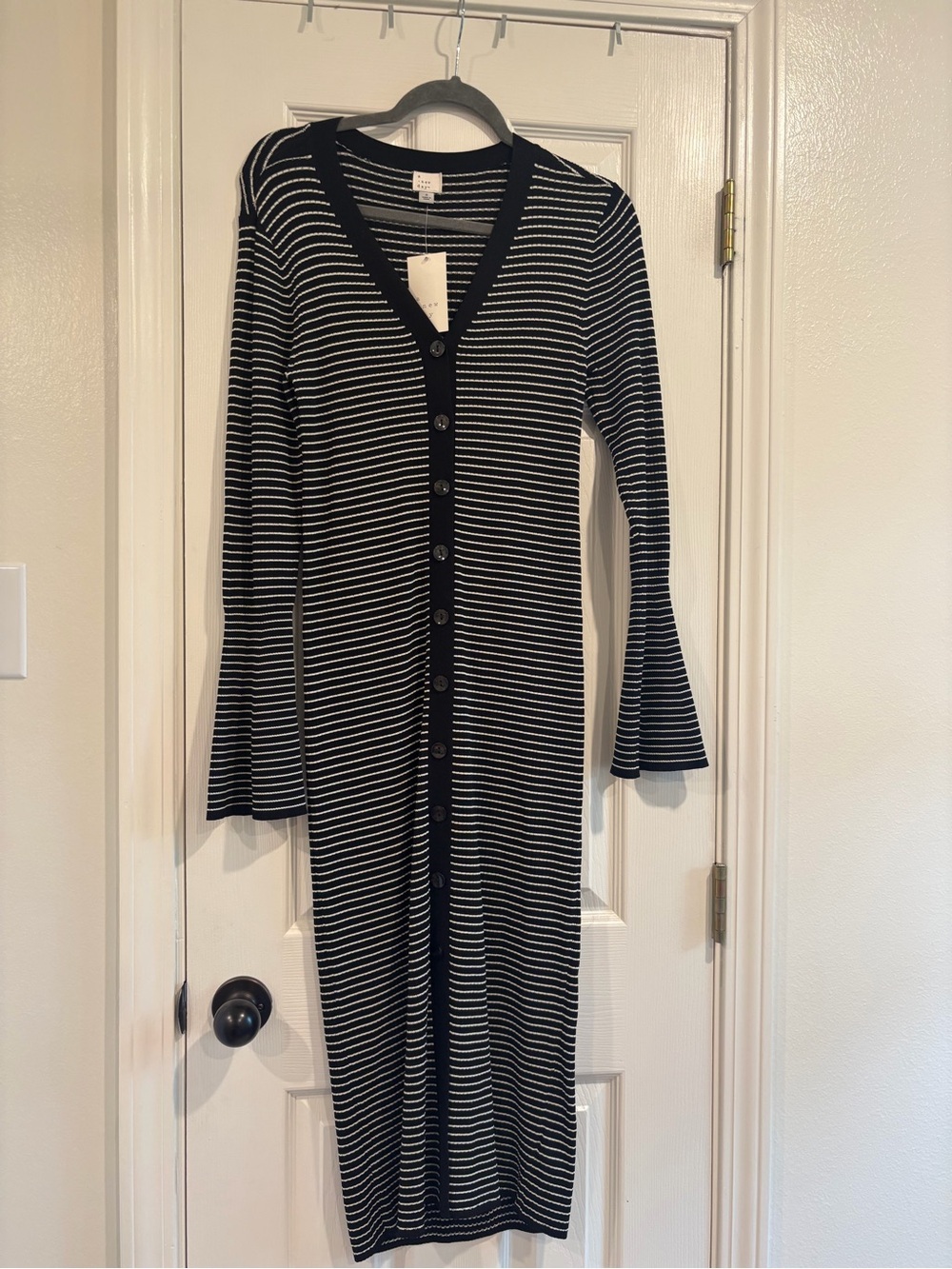 Target Black and White Striped Button-Front Maxi Dress